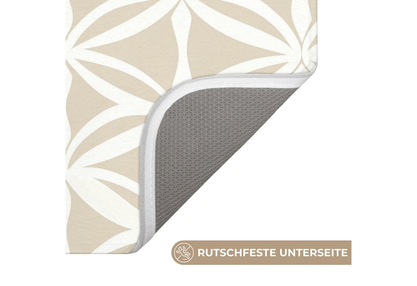 OnlyWow WC-Vorleger Motiv - Modern - Beige, Höhe 10 mm, Polyester, U-Form, Vorleger mit Ausschnitt, Toilettenvorleger, Toilettenteppich – Bild 3 von 5