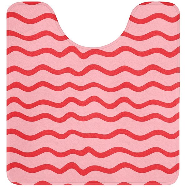OnlyWow WC-Vorleger Verspielt - Muster - Rot, Höhe 10 mm, Polyester, U-Form, Vorleger mit Ausschnitt, Toilettenvorleger, Toilettenteppich