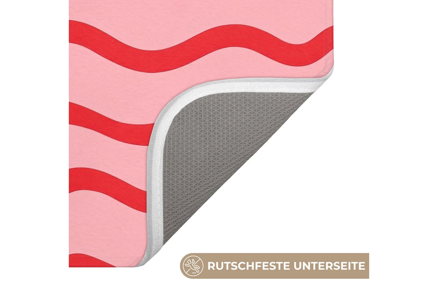 OnlyWow WC-Vorleger Verspielt - Muster - Rot, Höhe 10 mm, Polyester, U-Form, Vorleger mit Ausschnitt, Toilettenvorleger, Toilettenteppich – Bild 3 von 5