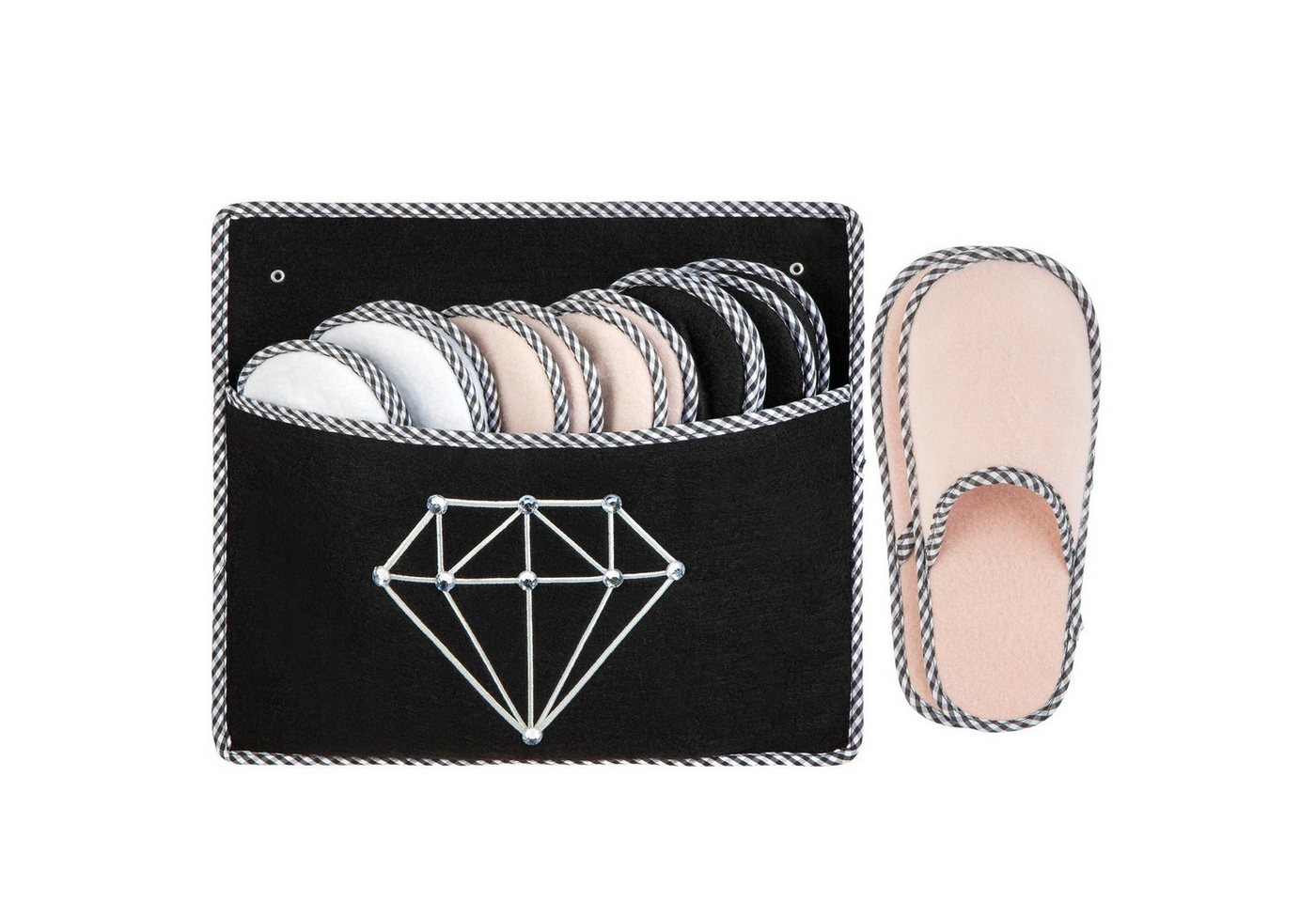 ONVAYA ABS Gästepantoffel, Diamant, 6er Set, Antirutsch, Filz Hausschuh – Bild 2 von 5