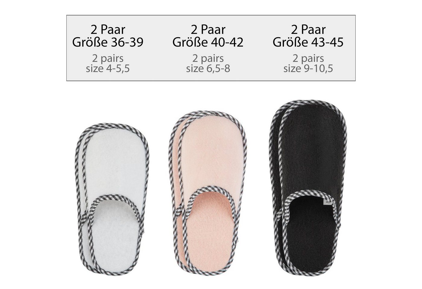 ONVAYA ABS Gästepantoffel, Diamant, 6er Set, Antirutsch, Filz Hausschuh – Bild 3 von 5