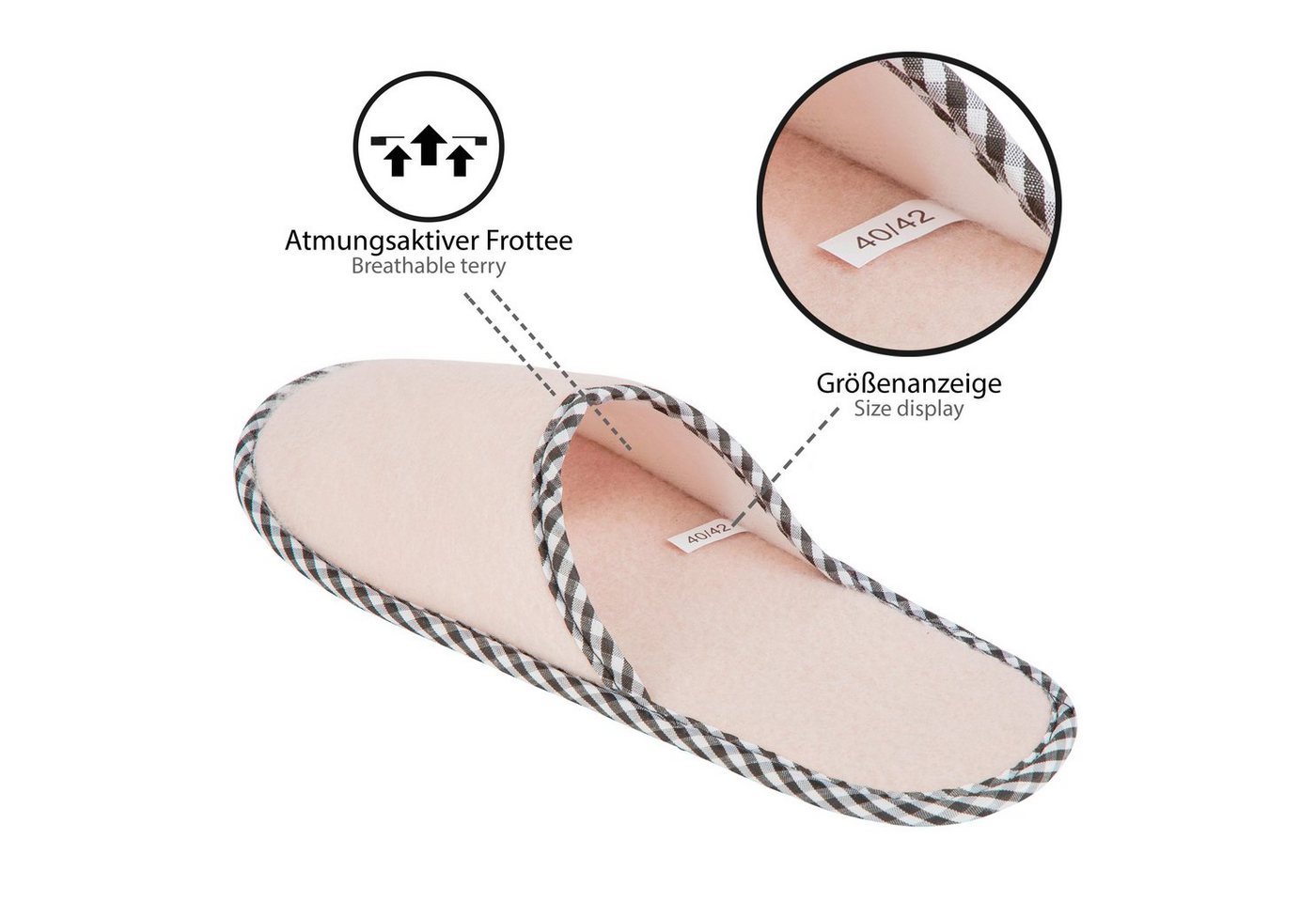 ONVAYA ABS Gästepantoffel, Diamant, 6er Set, Antirutsch, Filz Hausschuh – Bild 5 von 5