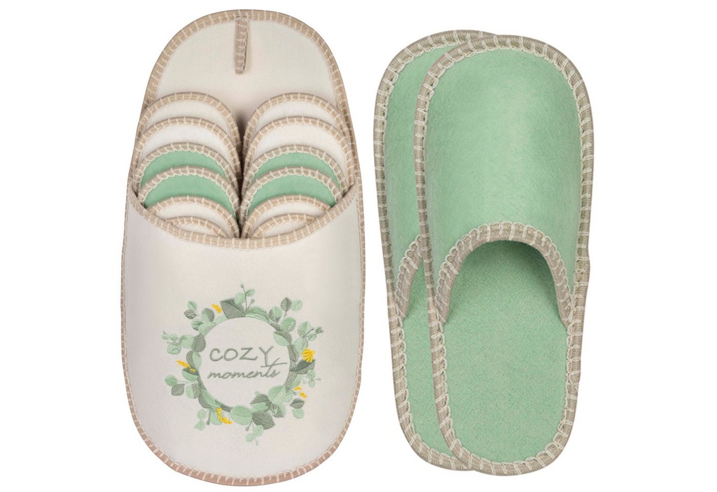 ONVAYA ABS Gästepantoffel, Cozy Moments, 6er Set, Antirutsch Sohle Hausschuh – Bild 2 von 5