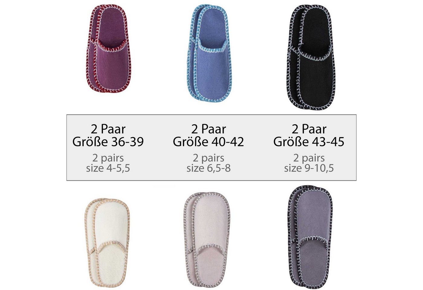 ONVAYA ABS Gästepantoffel, Hausschuhe Eule, 6er Set, Antirutsch, Filz Hausschuh – Bild 3 von 5