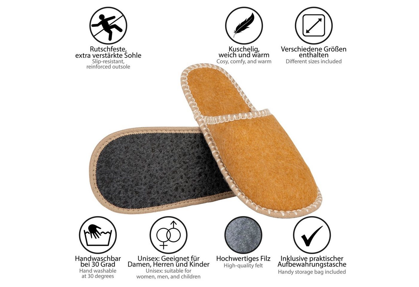 ONVAYA ABS Gästepantoffel, Home, 6er Set, Antirutsch, Hausschuhe, Filz Hausschuh – Bild 3 von 5