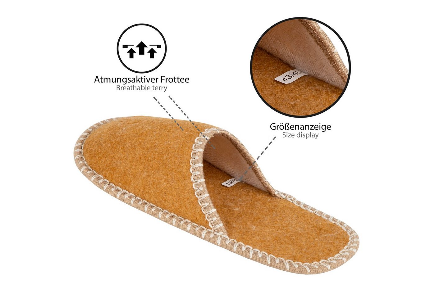 ONVAYA ABS Gästepantoffel, Home, 6er Set, Antirutsch, Hausschuhe, Filz Hausschuh – Bild 5 von 5
