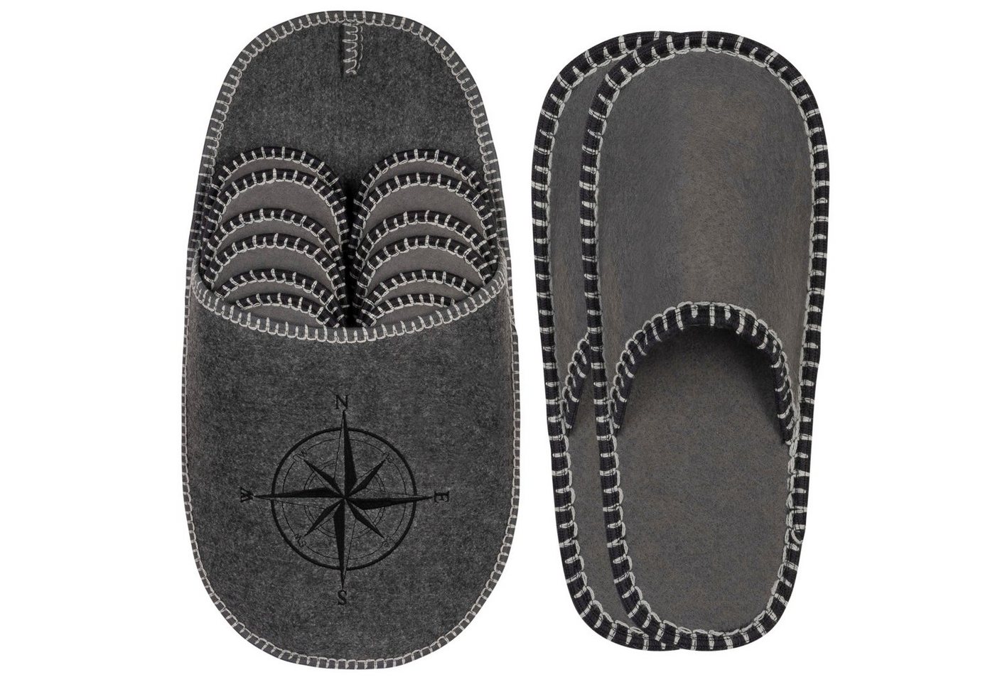 ONVAYA ABS Gästepantoffel, Kompass, 6er Set, Antirutsch Sohle Hausschuh – Bild 2 von 5