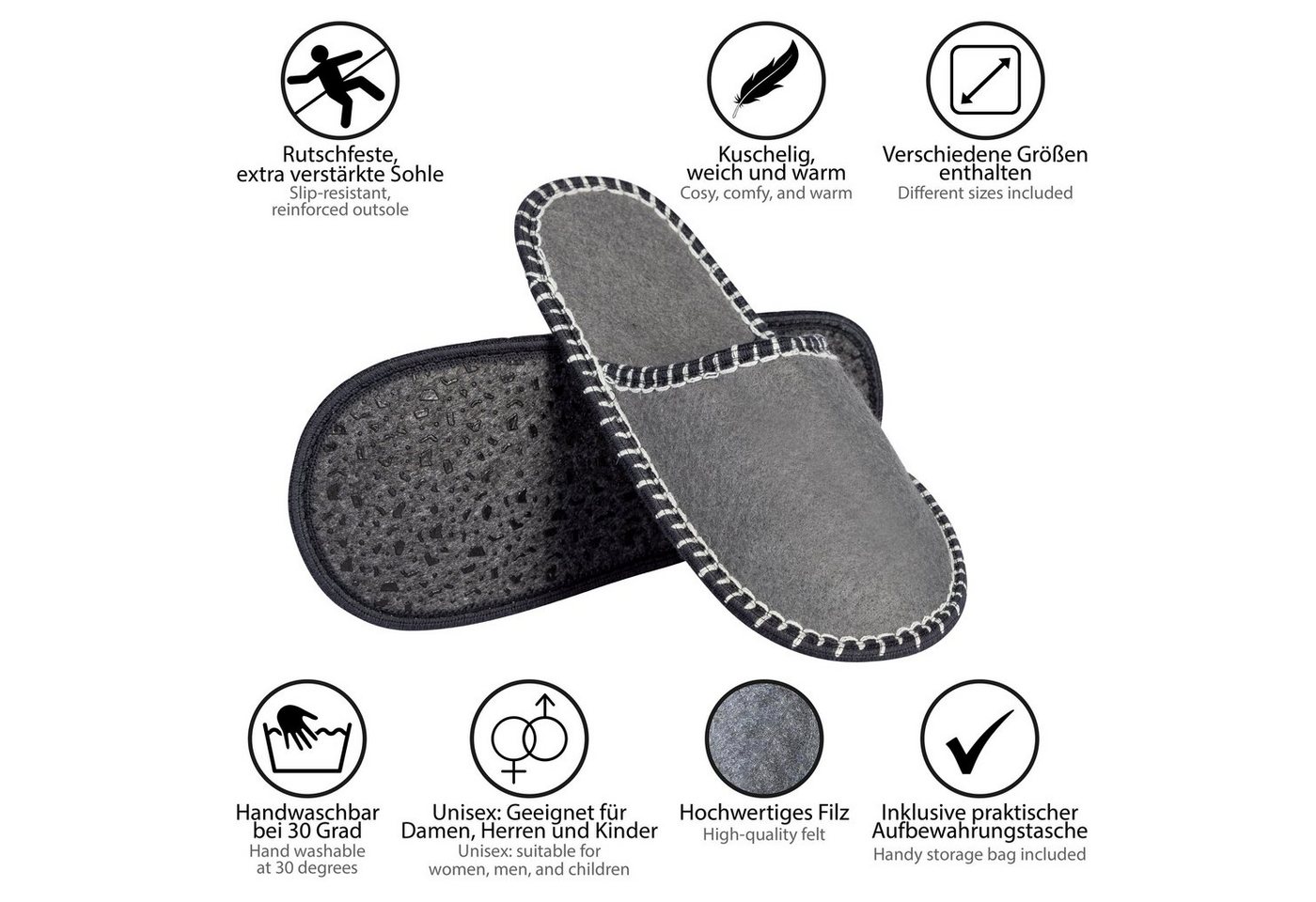 ONVAYA ABS Gästepantoffel, Kompass, 6er Set, Antirutsch Sohle Hausschuh – Bild 3 von 5