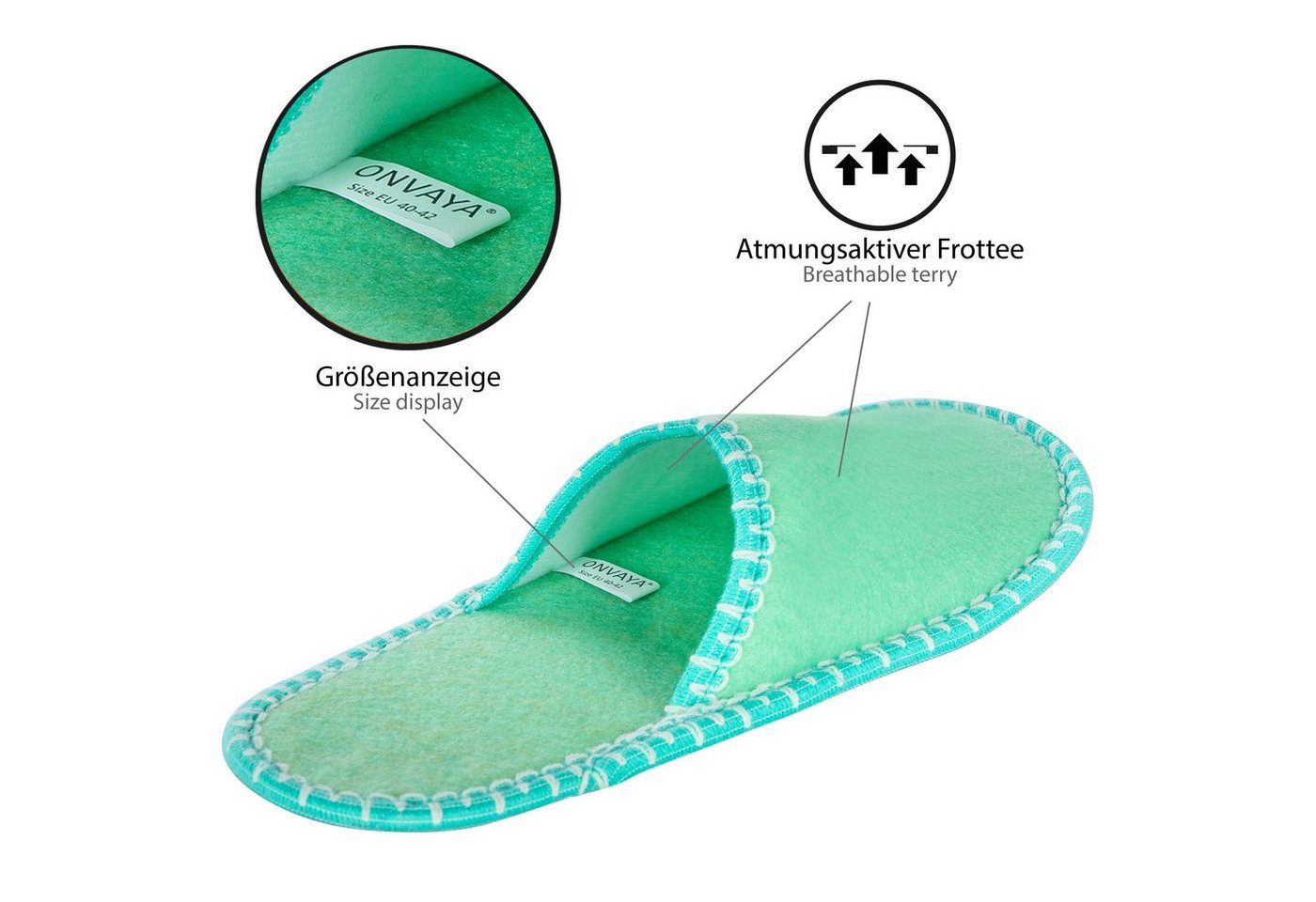 ONVAYA ABS Gästepantoffel, Camper, 3er Set, Antirutsch, Hausschuhe, Filz Hausschuh – Bild 5 von 5