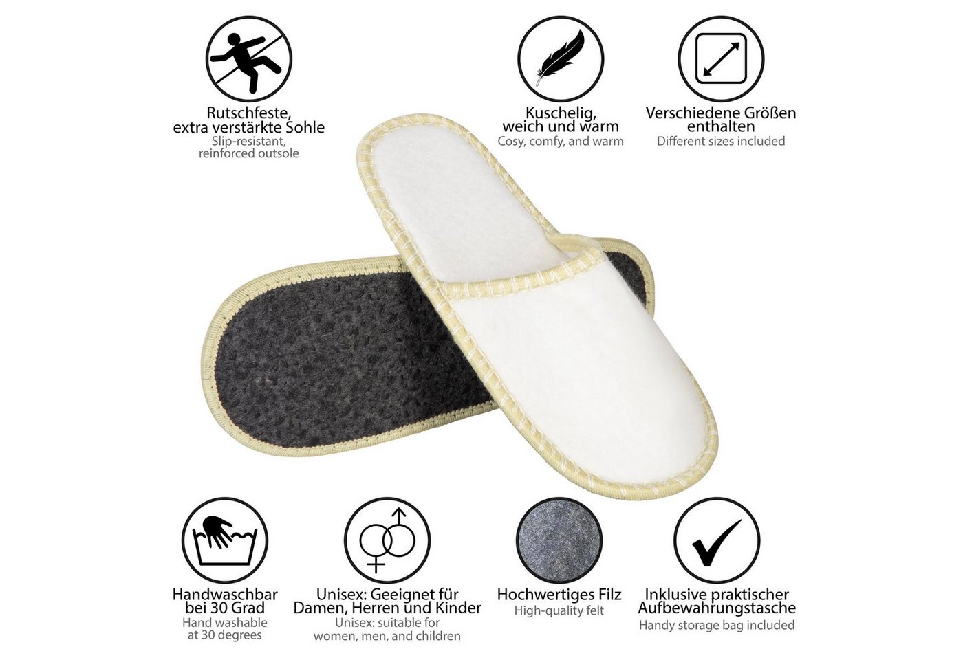 ONVAYA ABS Gästepantoffel, Lieblingsgast, 6er Set, Antirutsch Sohle Hausschuh – Bild 4 von 5