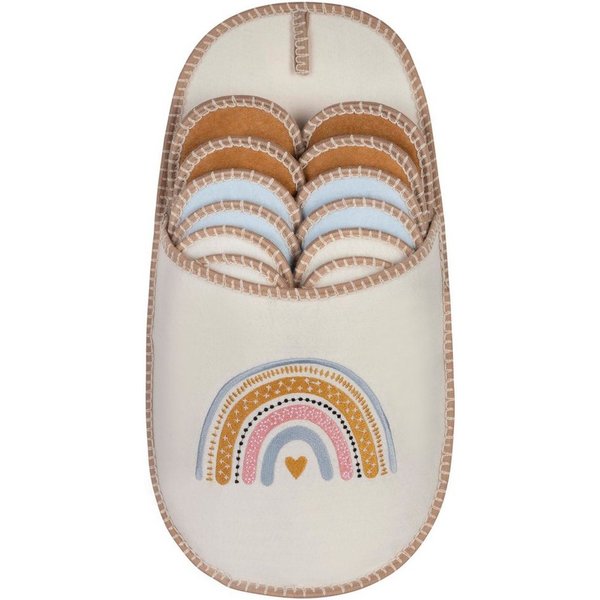 ONVAYA ABS Gästepantoffel, Regenbogen, 6er Set, Antirutsch Sohle Hausschuh