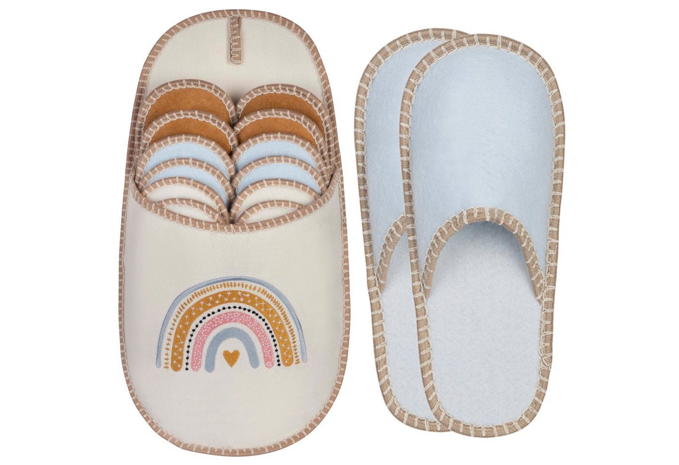 ONVAYA ABS Gästepantoffel, Regenbogen, 6er Set, Antirutsch Sohle Hausschuh – Bild 2 von 5