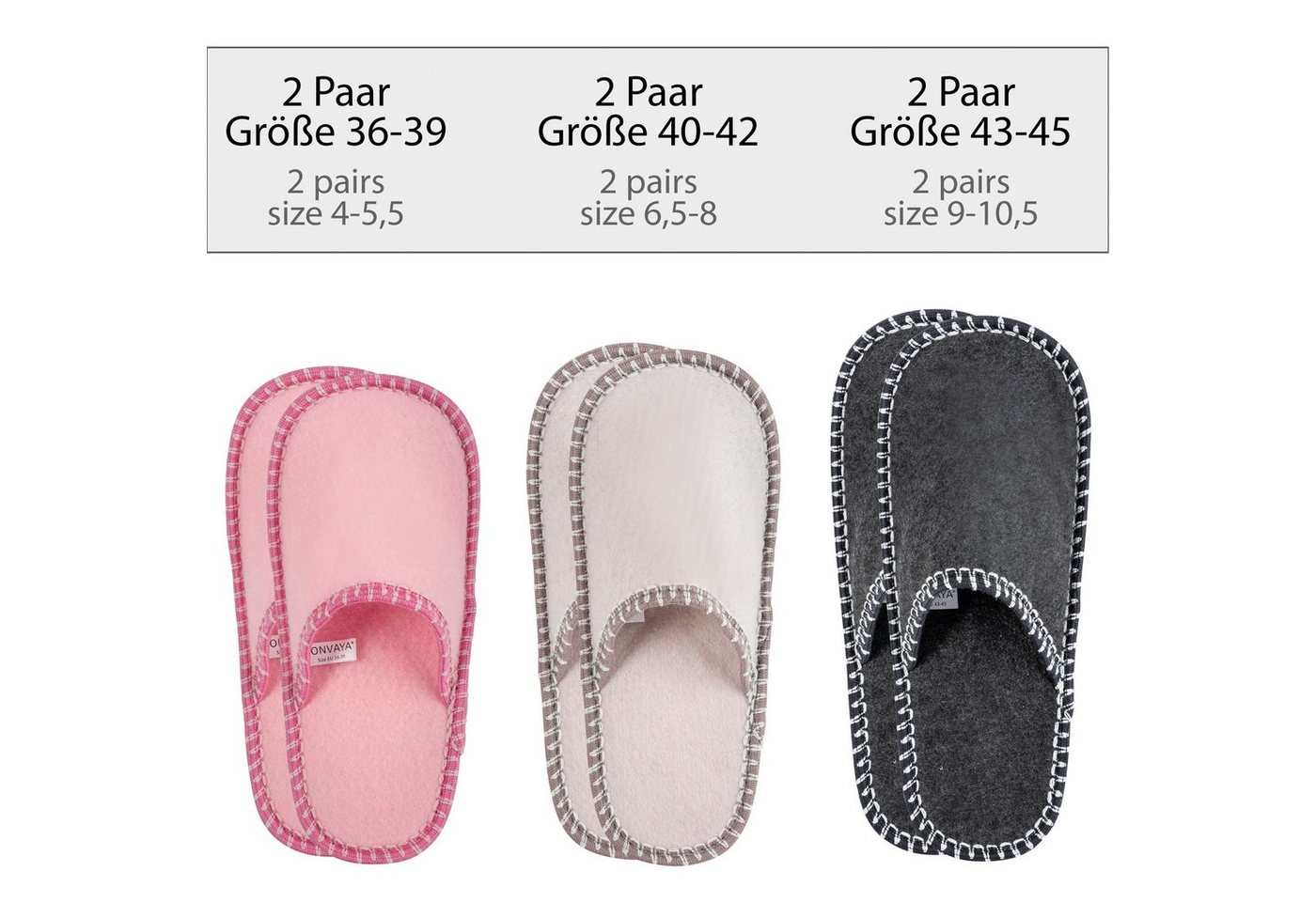ONVAYA ABS Gästepantoffel, Spirit, 6er Set, Antirutsch, Hausschuhe, Filz Hausschuh – Bild 4 von 5