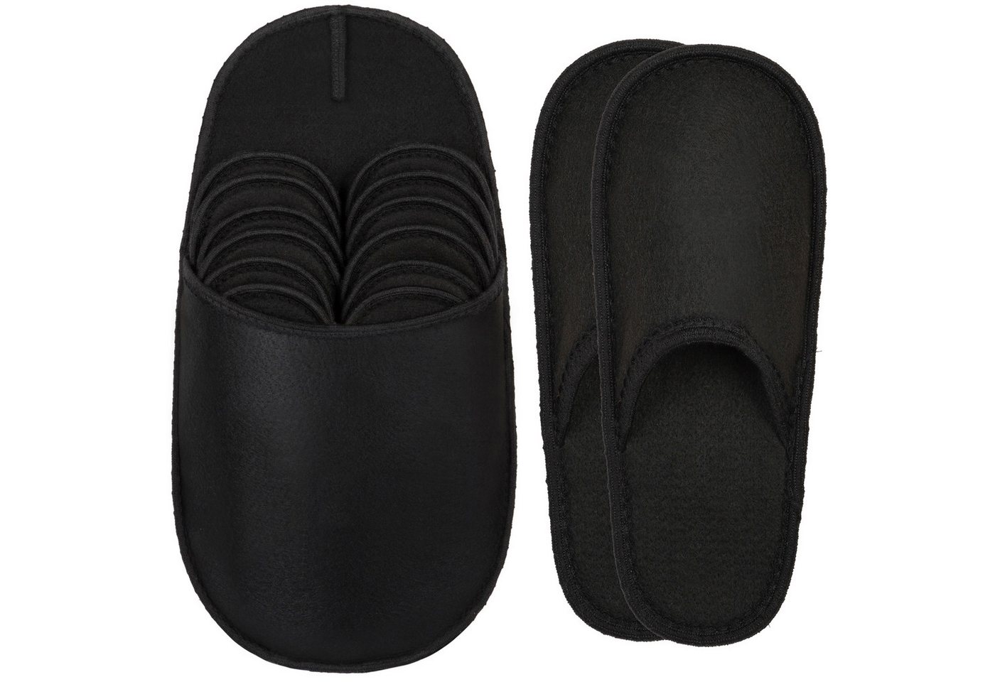 ONVAYA ABS Gästepantoffel, Schwarz, Beige, 6er Set, Antirutsch Sohle Hausschuh – Bild 2 von 5