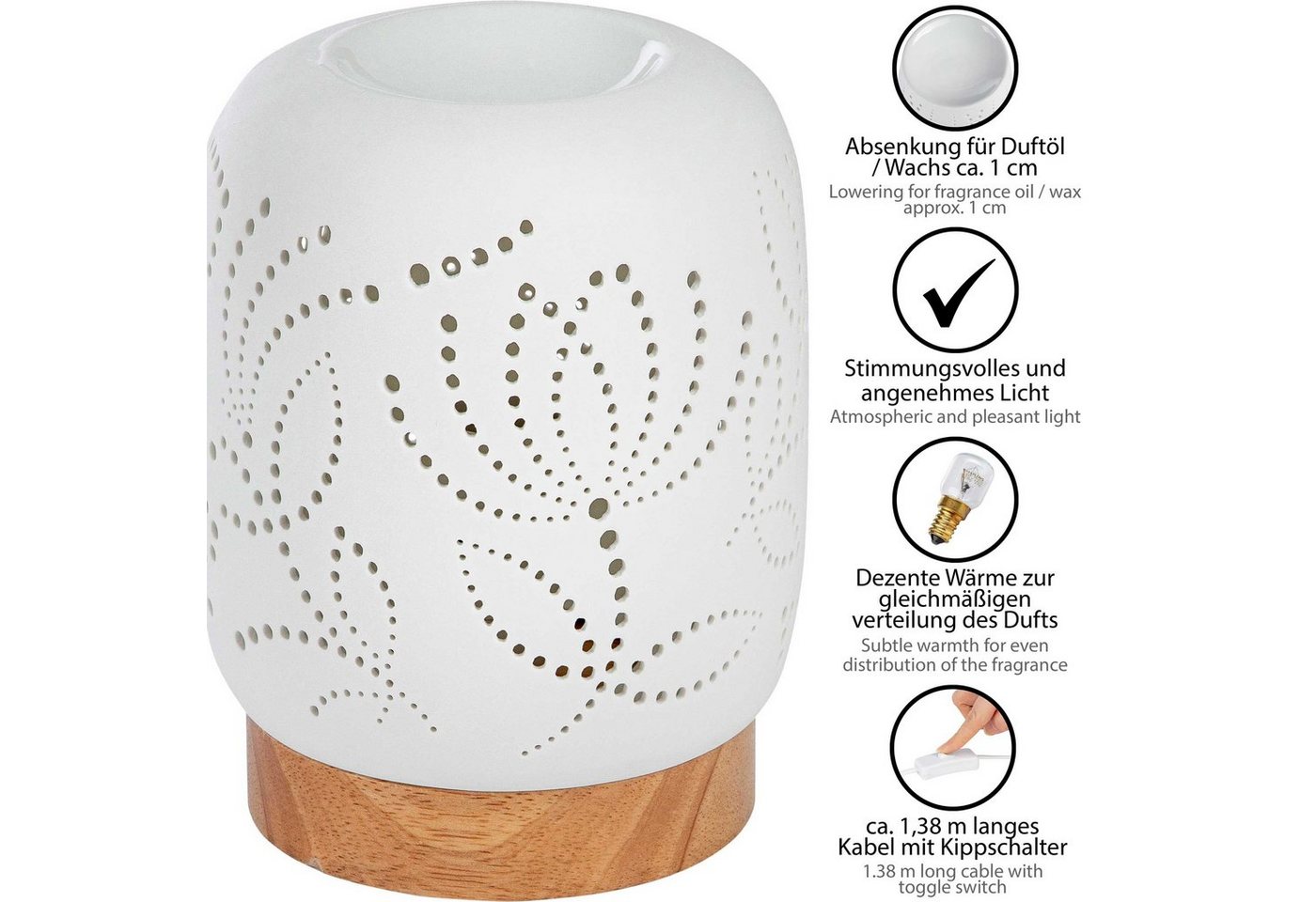 ONVAYA Duftlampe Duftlampe elektrisch, Aromalampe, Modernes Duftlicht – Bild 3 von 5