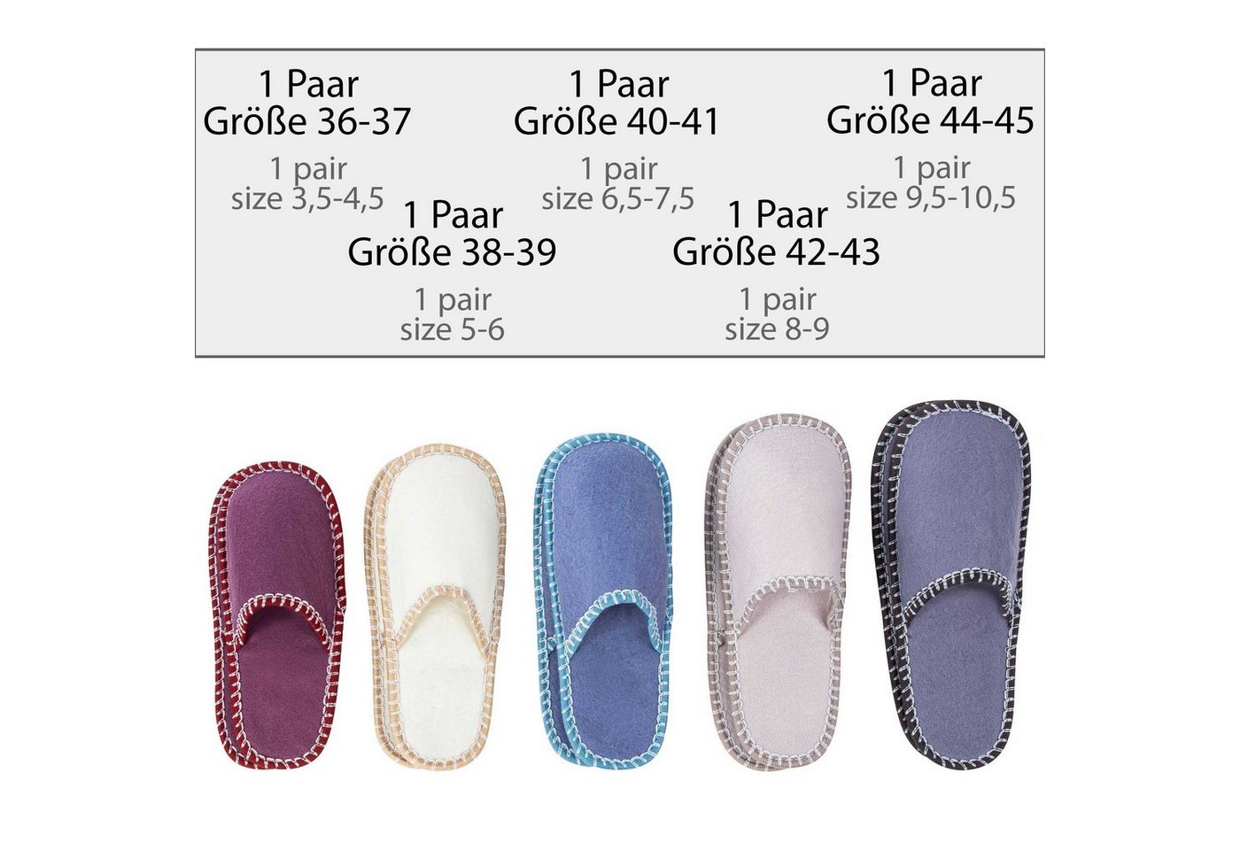 ONVAYA Gästepantoffel 5er Set grau, Filz Pantoffel, Hausschuhe Hausschuh – Bild 2 von 5