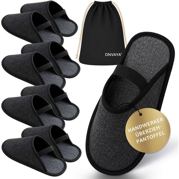 ONVAYA Handwerkerpantoffel mit Gummiband, ABS-Sohle, Museumpantoffel L/XL Hausschuh