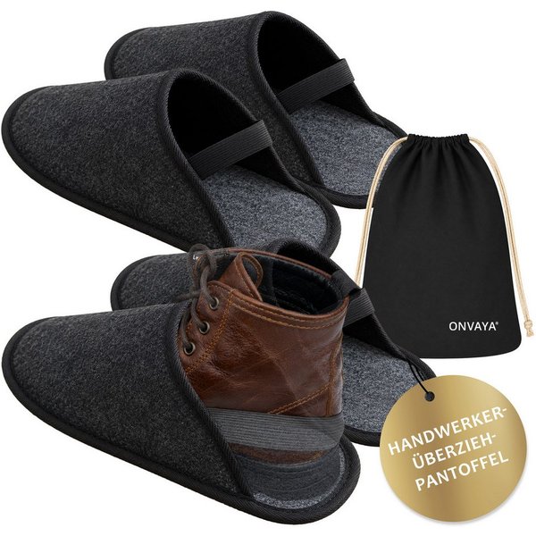 ONVAYA Handwerkerpantoffel mit Gummiband, ABS-Sohle, Museumpantoffel L/XL Hausschuh