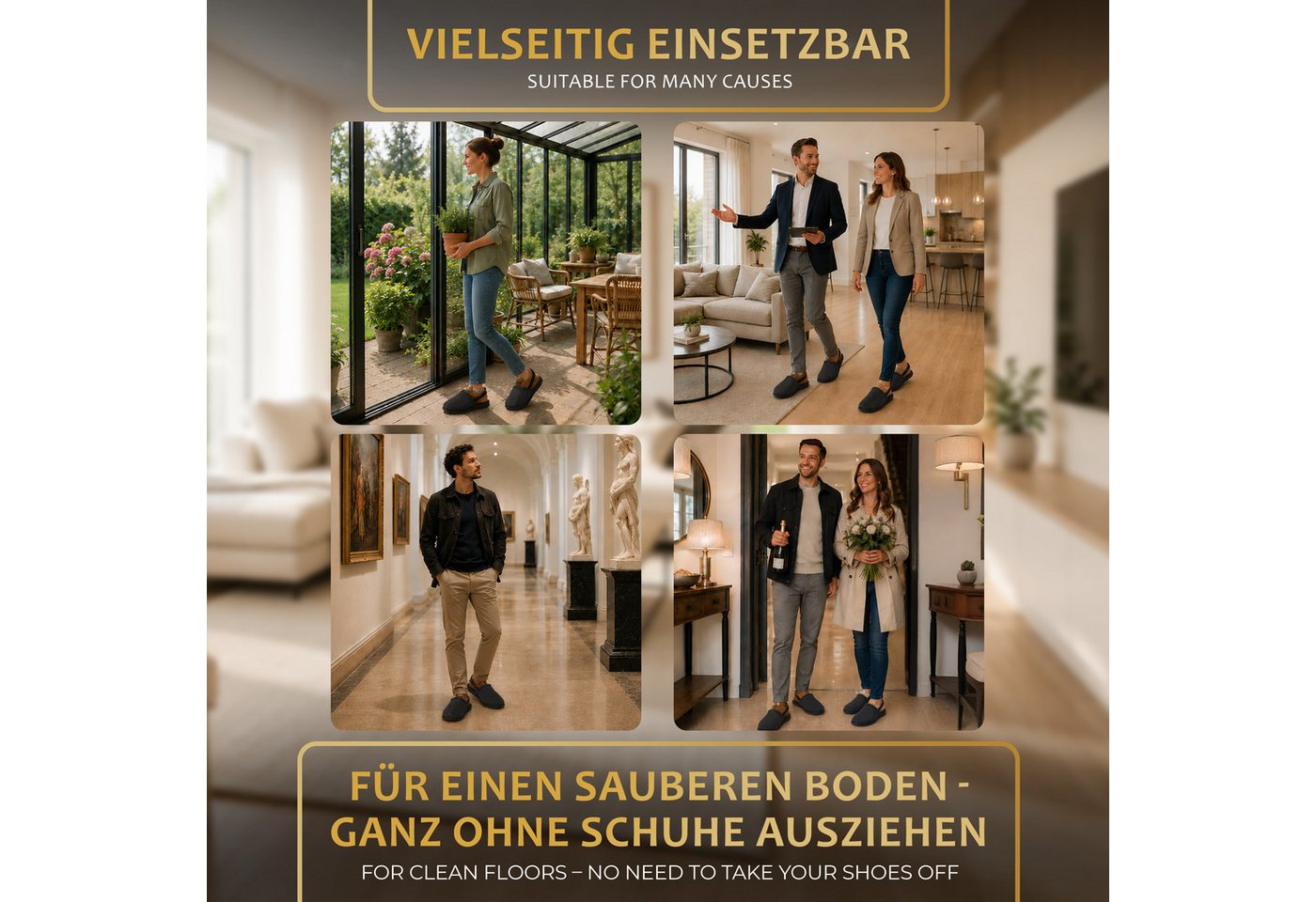ONVAYA Handwerkerpantoffel mit Gummiband, ABS-Sohle, Museumpantoffel Hausschuh – Bild 5 von 5