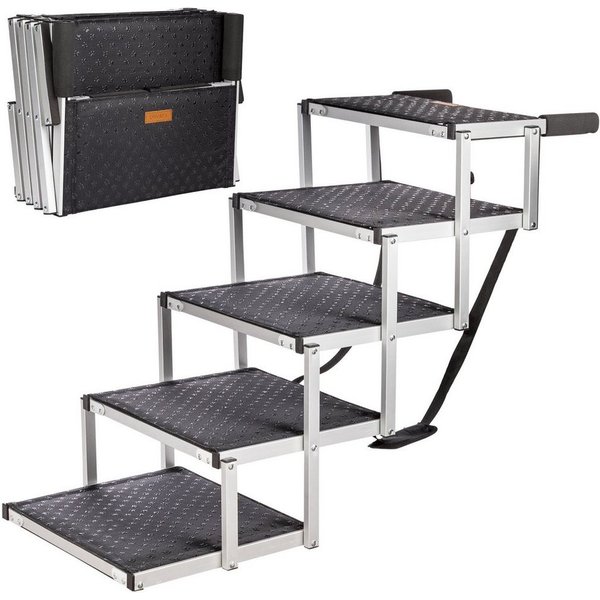 ONVAYA Hunderampe Hundetreppe faltbar, 5 Stufen, 6 Stufen, Hunderampe, Aluminium, faltbare Hundetreppe