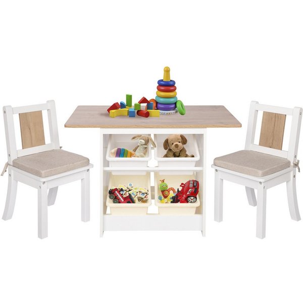 ONVAYA Kindertisch Kindertisch-Set mit Stühlen, Kindersitzgruppe mit Stauraum