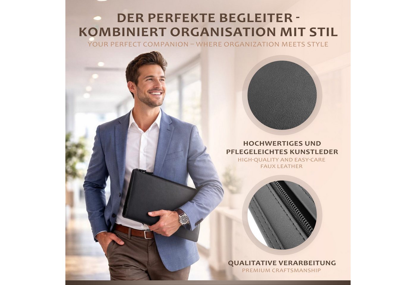 ONVAYA Konferenzmappe Dokumentenmappe A4, Aktenmappe, Businessmappe, Schreibmappe, Ringbuch – Bild 3 von 5