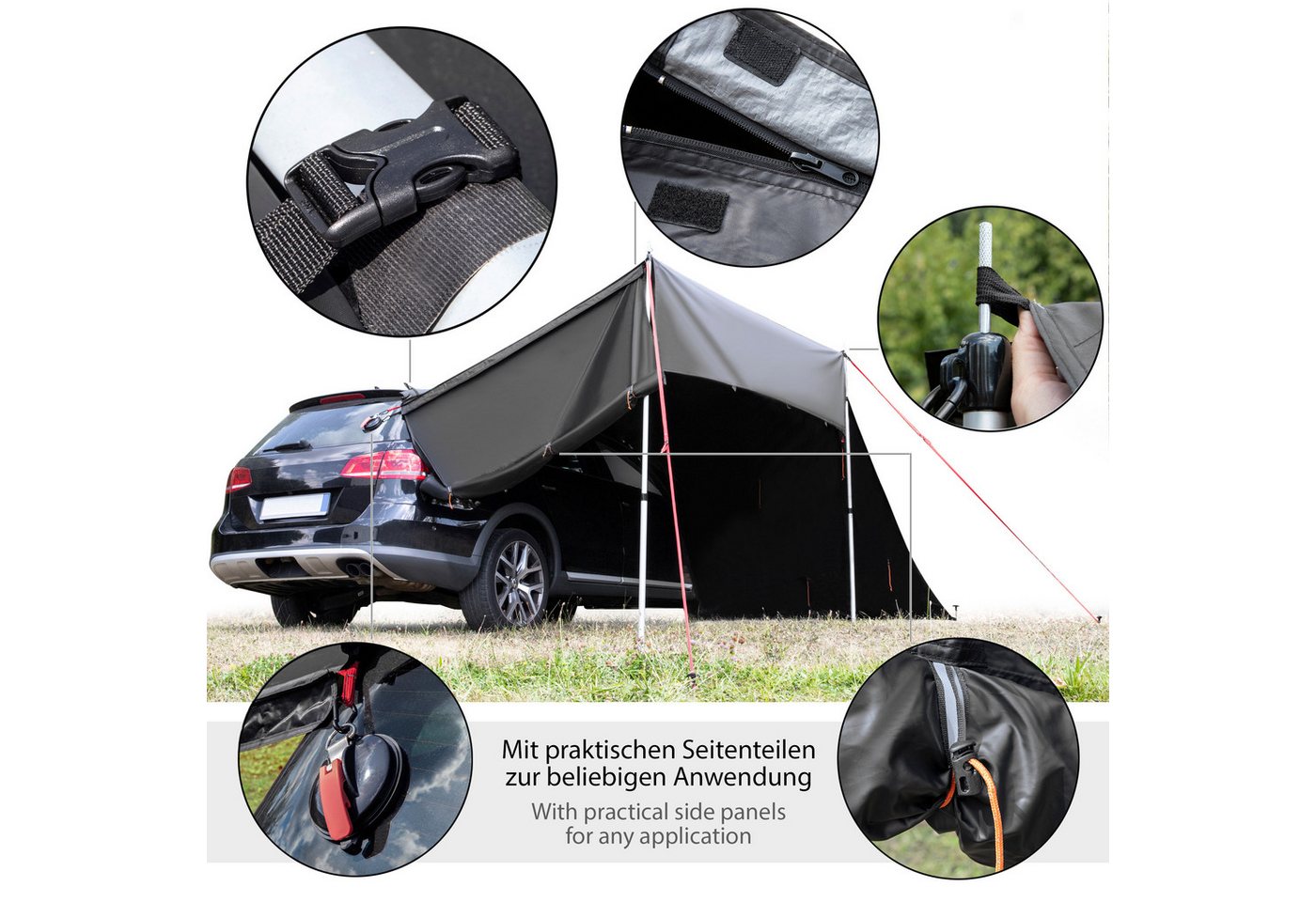 ONVAYA Sonnensegel Auto-Sonnensegel, Schutz vor Wind, Regen, Sonne, 6 Aufbauvarianten – Bild 5 von 5