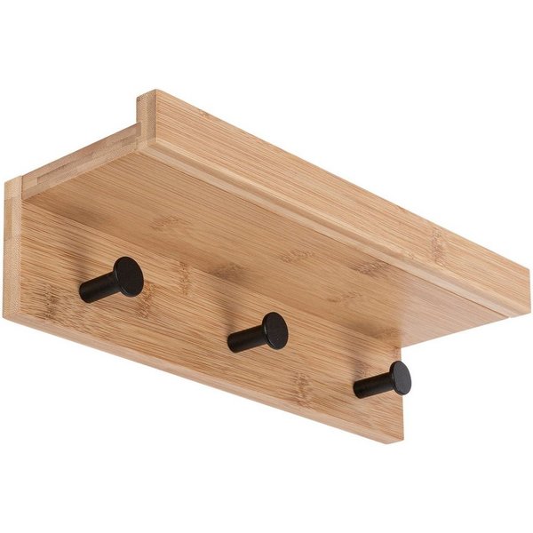 ONVAYA Wandregal Wandregal mit 5 Haken, Regalbrett schwebend aus Holz, Schlüsselbrett