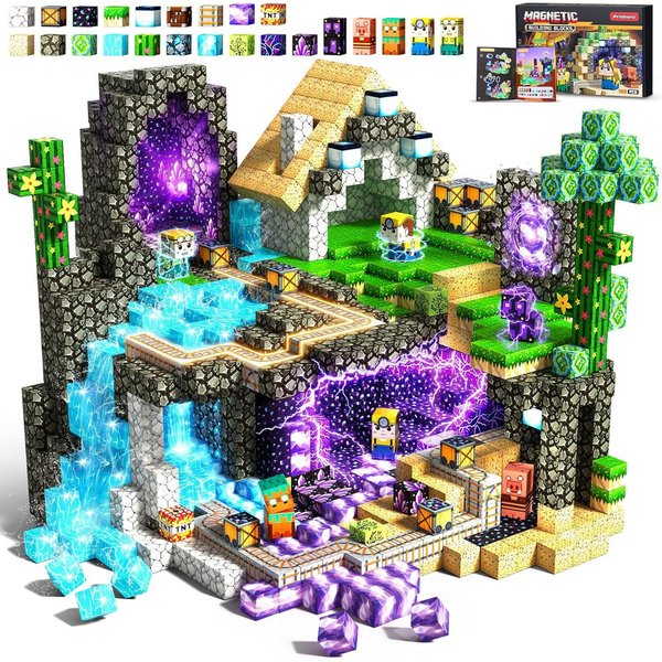 Ophy 150-teilige Magnetbausteine – Mine Bauwelt, Magnetspielzeug Magnetspielbausteine, (150 St., für Kinder ab 3–10 Jahren, mit abnehmbaren Teilen), ideales Ost