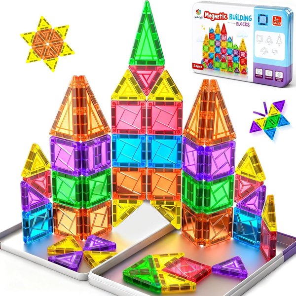 Ophy 54-teiliges Mini-Magnetbausteine-Set – Reiseset mit Magnetspielzeug Magnetspielbausteine, (54 St., für Kinder ab 3–7+ Jahre), Geschenk für Jungen & Mädchen