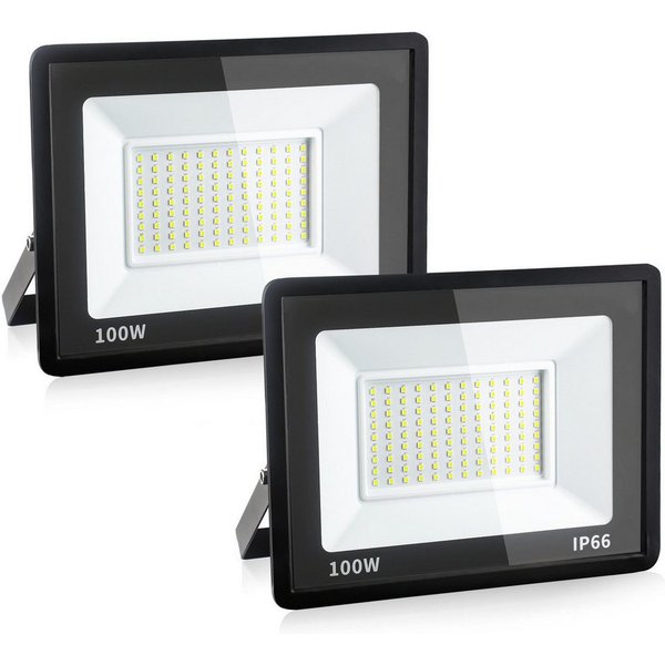 Ophy Flutlichtstrahler 2er-Set LED-Außenstrahler – 6000 K (Kaltlicht), IP66 wasserdicht, für Werkstatt, Garage, Garten & Außenbereich