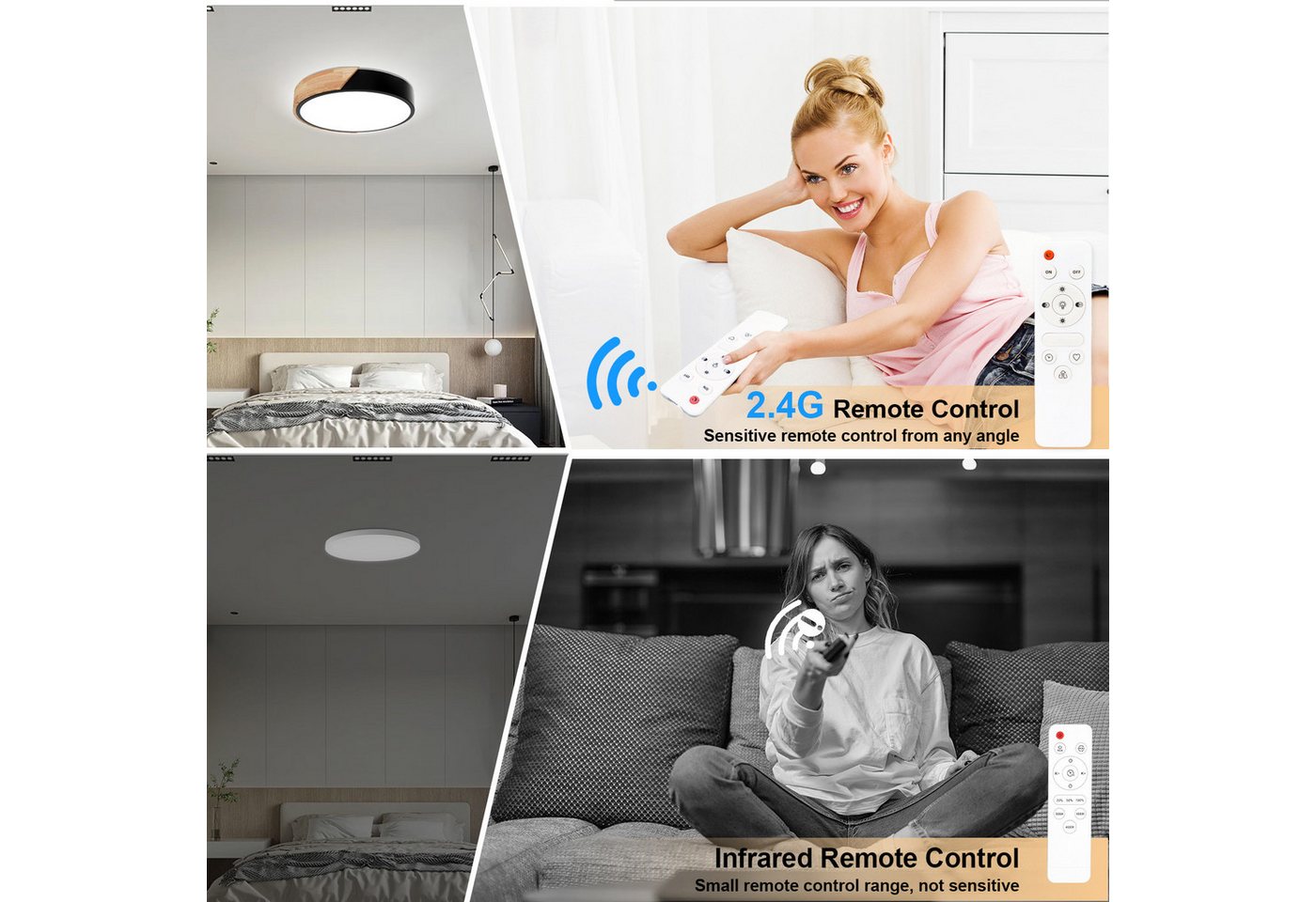 Ophy LED Deckenleuchte Moderne LED Deckenleuchte aus Holz, 32 W, fernsteuerbar, dimmbar (3000–6000 K), 30 cm – für Wohnzimmer & Flur – Bild 3 von 5