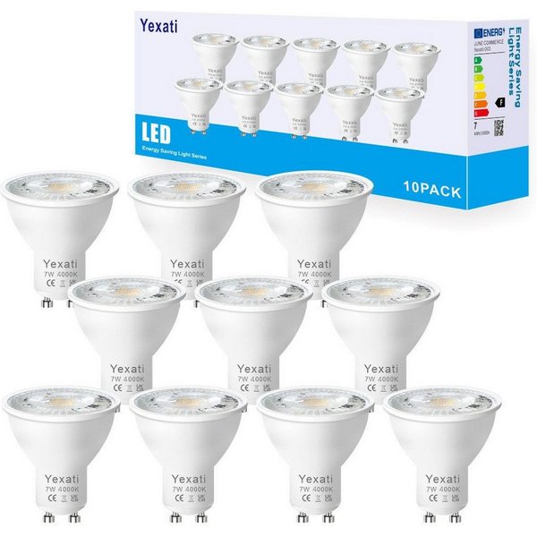 Ophy LED-Leuchtmittel LED Spot GU10, 7 W (Halogenäquivalent 80 W), 550 lm, 4000 K (kaltweiß), 10 St., nicht dimmbar, 120° Abstrahlwinkel, flimmerfrei – 10er-Pac