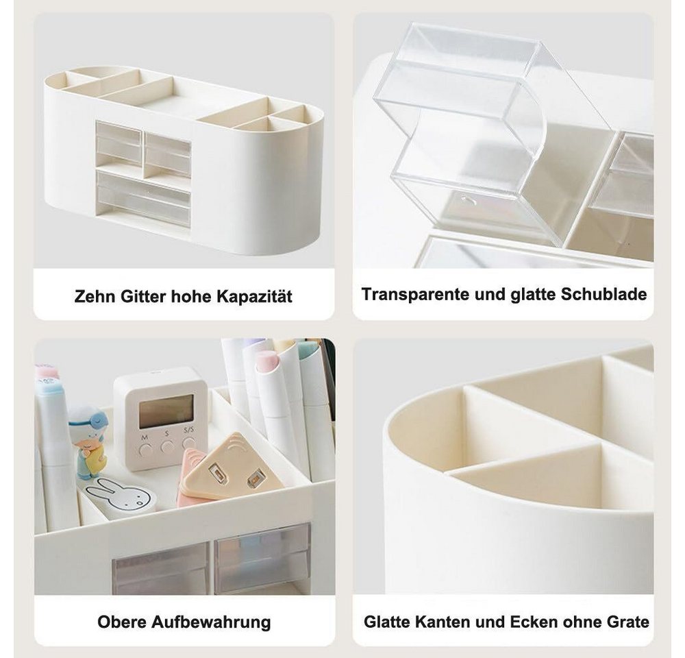 Ophy Organizer Schreibtischorganizer mit 10 Fächern & Doppelschicht (transparente Aufbewahrungsbox), für Stifte, Buntstifte und Schreibwaren (große Kapazität) – Bild 3 von 5