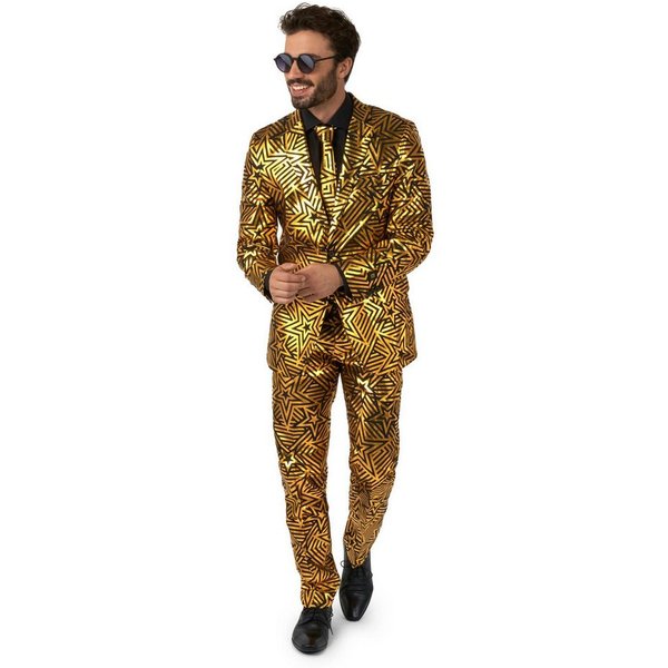Opposuits Partyanzug Golden Geo Star Anzug, Damit bist Du der Star auf jeder Tanzfläche!