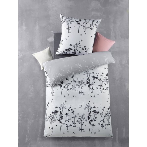 Optidream Bettwäsche Set Mikrofaser 135x200 Polyester Herbes-Wende weiss schwarz, Mikrofaser, 2 teilig, Geschenk Idee Frauen Männer neue Wohnung Hochzeit Frühja