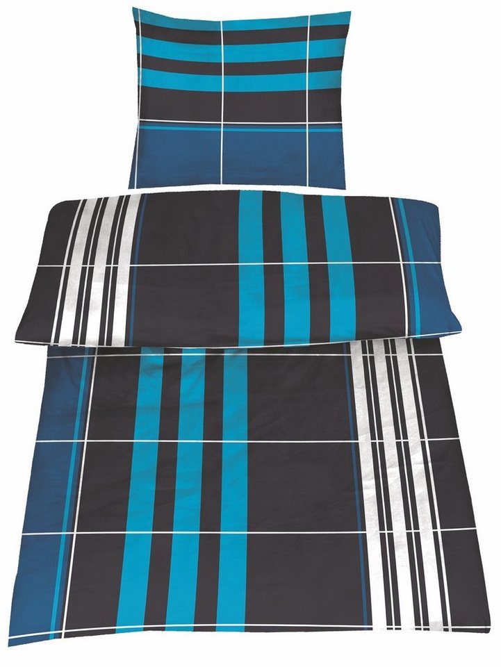 Optidream Bettwäsche Set Mikrofaser 135x200 Polyester Karo Petrol, Polyester, 2 teilig, bettwäsche microfaser mit reißverschluss bettwäsche microfaser – Bild 2 von 2