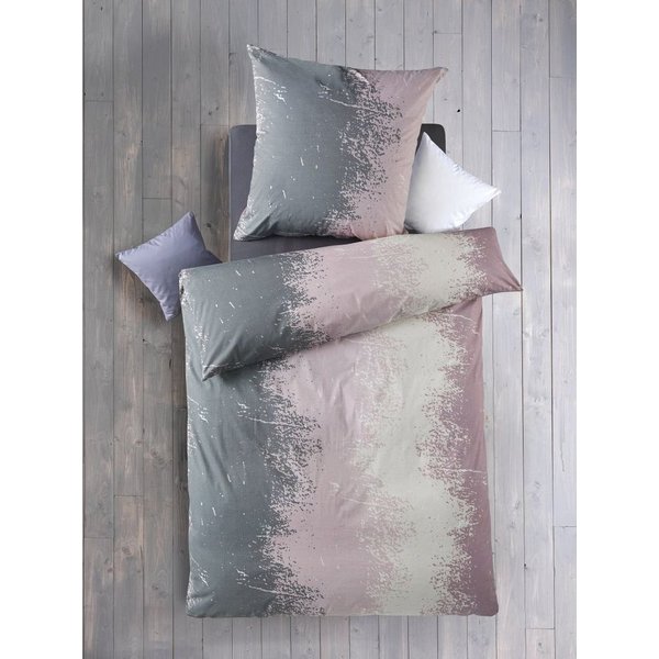 Optidream Bettwäsche Set Renforcé 135x200 Baumwolle Flavio grau altrosa, Renforcé, 2 teilig, Sommer Geschenke Idee Frauen Männer weich sale Reißverschluss Partn