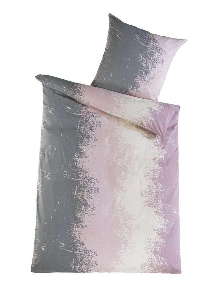 Optidream Bettwäsche Set Renforcé 135x200 Baumwolle Flavio grau altrosa, Renforcé, 2 teilig, Sommer Geschenke Idee Frauen Männer weich sale Reißverschluss Partn – Bild 2 von 2