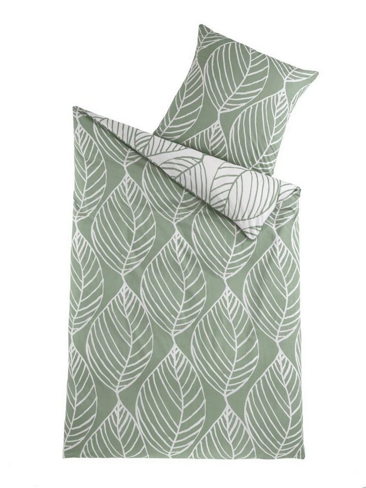 Optidream Bettwäsche Set Renforcé 135x200 Baumwolle Legolas-Wende weiss gruen, Renforcé, 2 teilig, Sommer Geschenke Idee Frauen Männer weich sale Reißverschluss – Bild 2 von 2