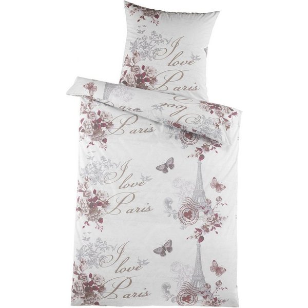 Optidream Bettwäsche Set Renforcé 135x200 Design Madeleine, Renforcé, 2 teilig, Sommer Geschenke Idee Frauen Männer weich sale Reißverschluss Partner