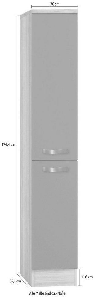 OPTIFIT Apothekerschrank Faro, 2 Auszüge, Metallgriffe, Breite 30 cm – Bild 3 von 5