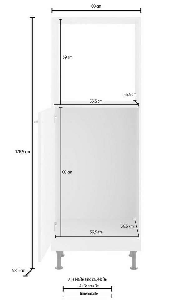 OPTIFIT Backofenumbauschrank Bern 60 cm breit, 176 cm hoch, höhenverstellbare Stellfüße, mit Metallgriff – Bild 2 von 4