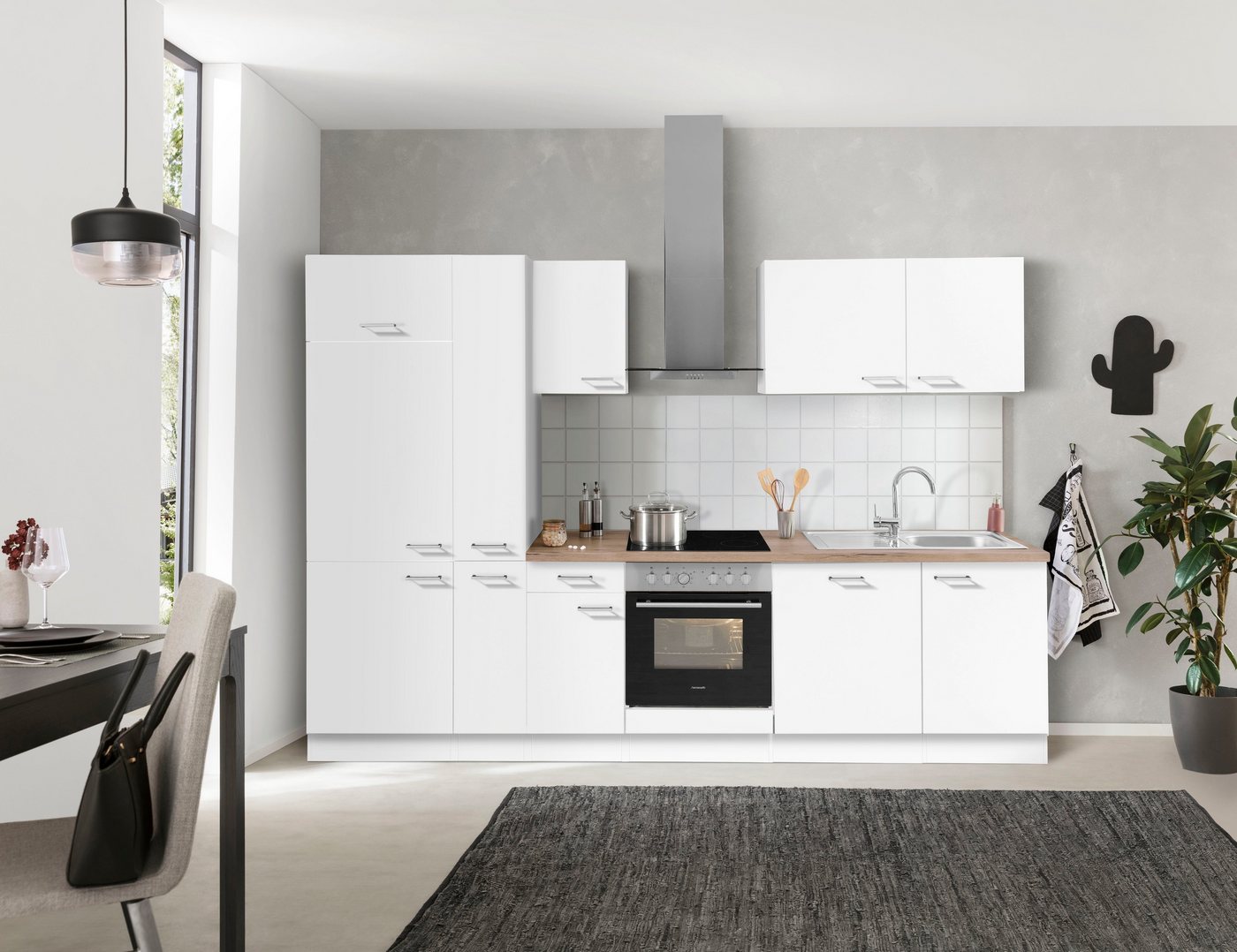 OPTIFIT Küchenzeile Iver Breite 300 cm, mit Hanseatic E-Geräten, inkl. Kühlschrank – Bild 2 von 5