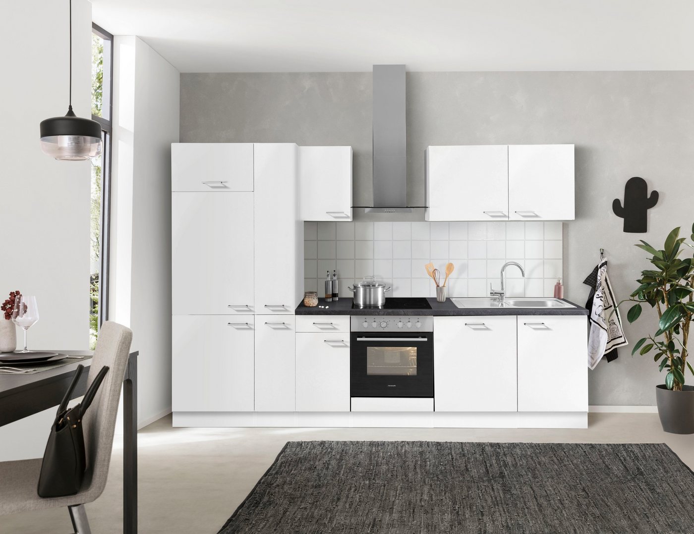 OPTIFIT Küchenzeile Iver Breite 300 cm, mit Hanseatic E-Geräten, inkl. Kühlschrank – Bild 2 von 5