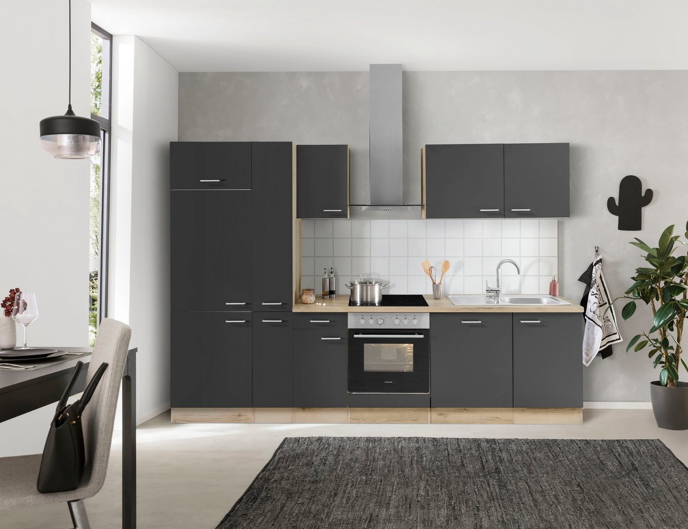 OPTIFIT Küchenzeile Iver Breite 300 cm, mit Hanseatic E-Geräten, inkl. Kühlschrank – Bild 2 von 5