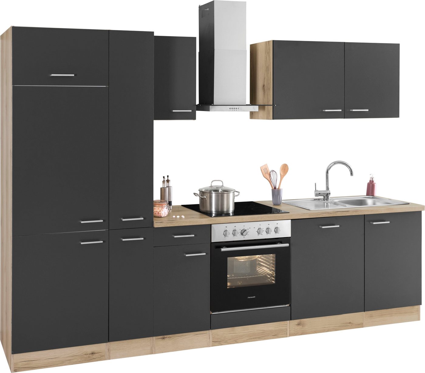 OPTIFIT Küchenzeile Iver Breite 300 cm, mit Hanseatic E-Geräten, inkl. Kühlschrank – Bild 3 von 5
