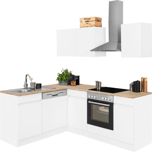 OPTIFIT Küchenzeile Roth, Stellmaße 210x175 cm,wahlweise mit E-Geräten, Push-to-Open-Funktion
