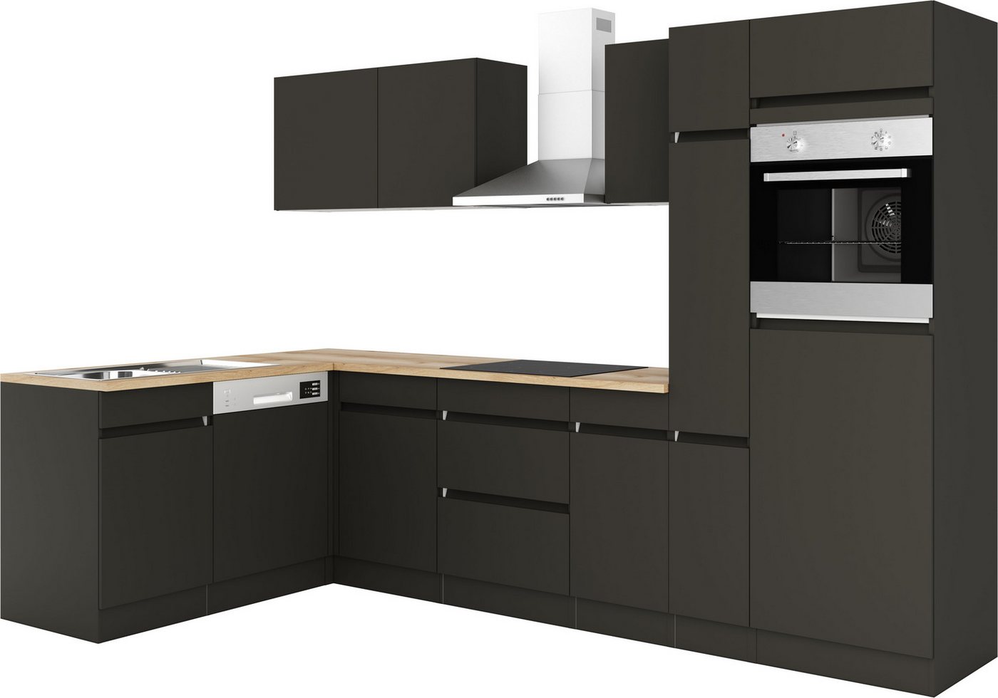 OPTIFIT Küchenzeile Roth, Stellmaße 300x175 cm, wahlweise mit E-Geräten, mit Apothekerschrank – Bild 4 von 5