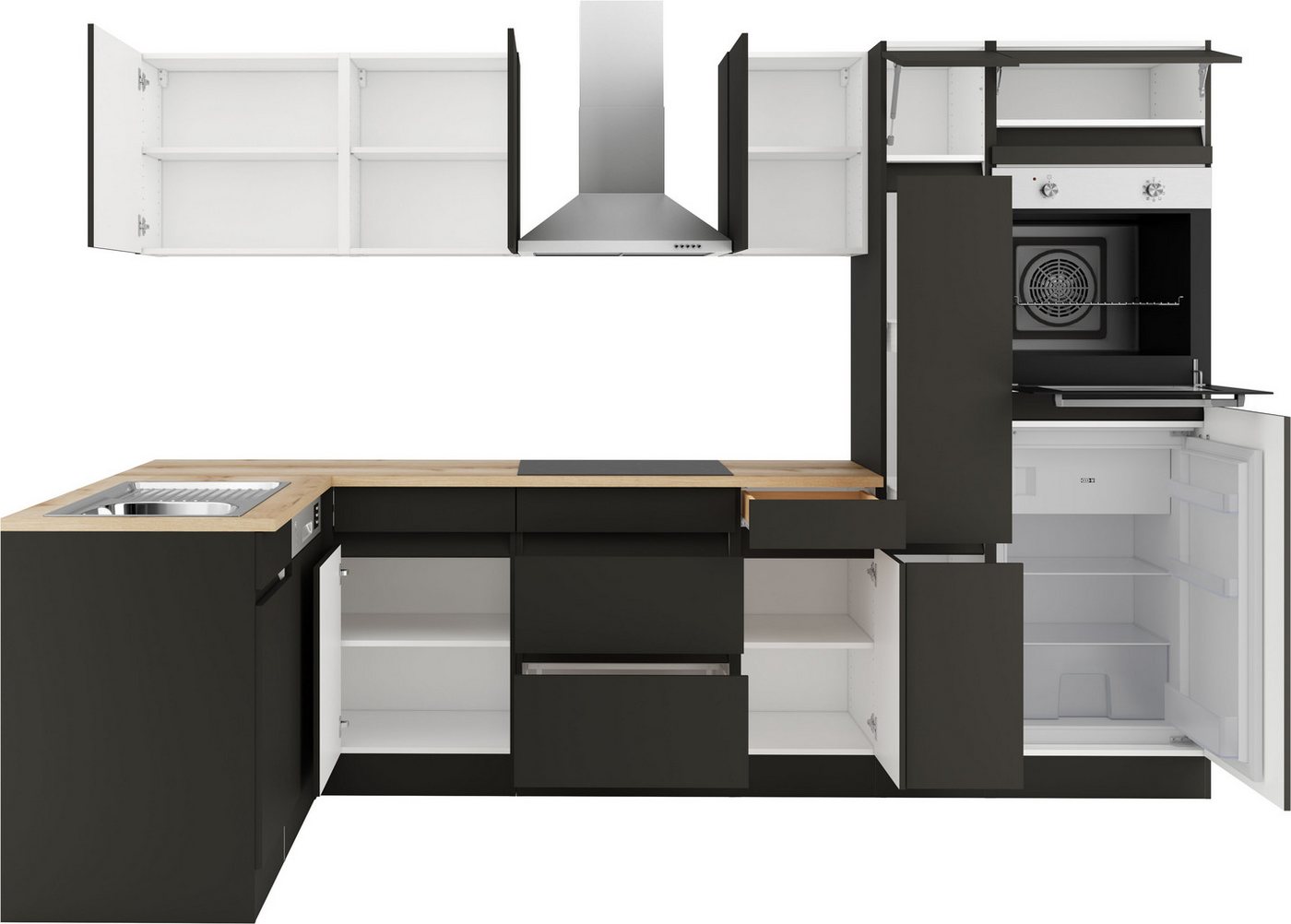 OPTIFIT Küchenzeile Roth, Stellmaße 300x175 cm, wahlweise mit E-Geräten, mit Apothekerschrank – Bild 5 von 5